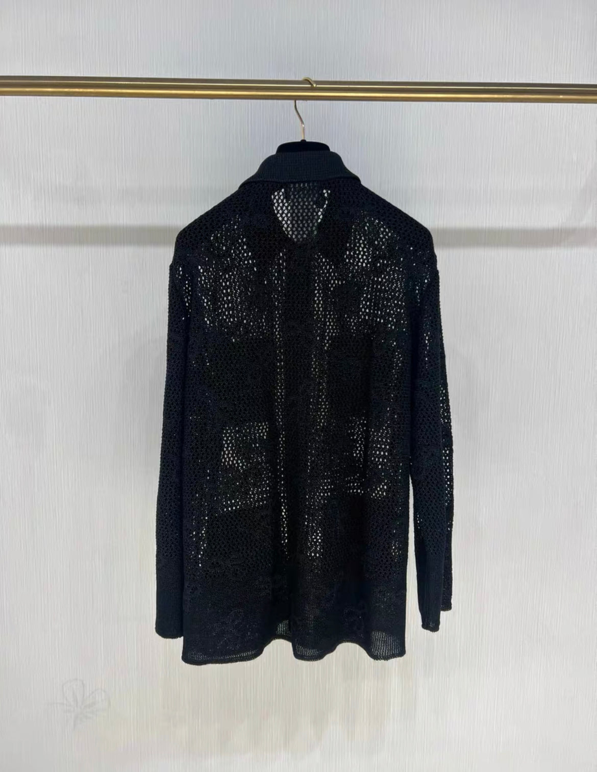 Chanel 24P black bow patchwork diamond CC button cardigan