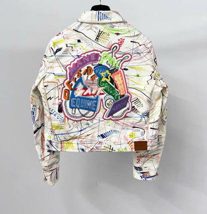 HERMÈS EMBROIDERED CHEVALOSCOPE DENIM JACKET 2023 size 40