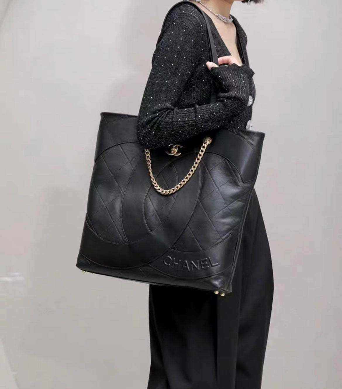 club monaco leather backpack Club Monaco Tote Calfskin RFID Black