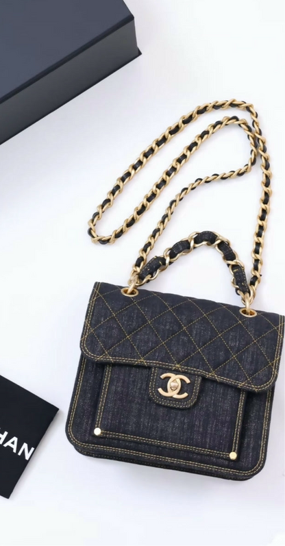 Chanel 23S Vintage Denim with gold hardware Messenger Bag, Shoulder Bag
