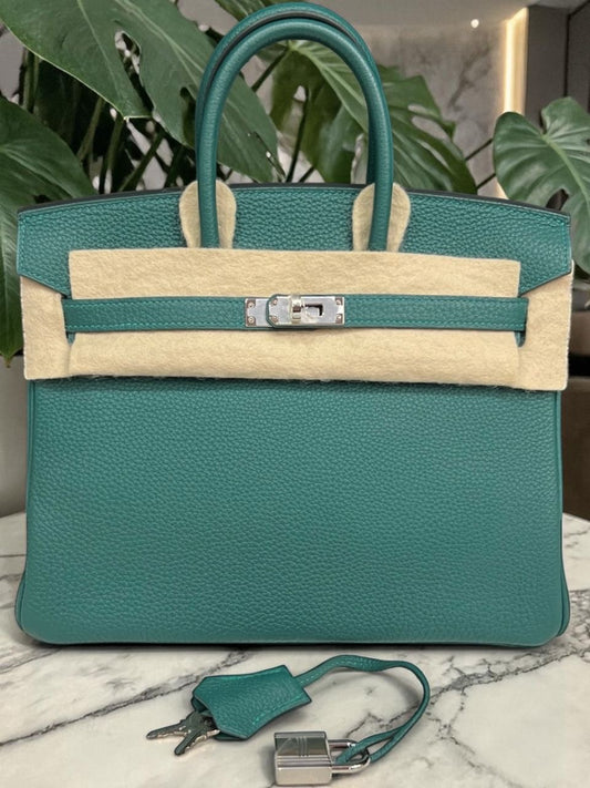 Hermes Birkin 25 Malachite Togo Palladium Hardware