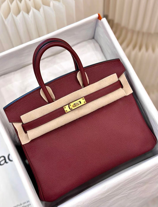 Hermès Birkin 25 Burgundy Bordeaux Togo Leather Gold Hardware