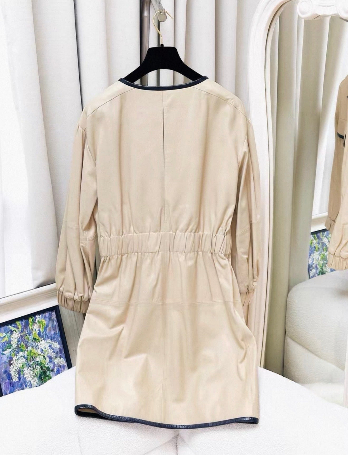 Chanel 19S beige leather jacket