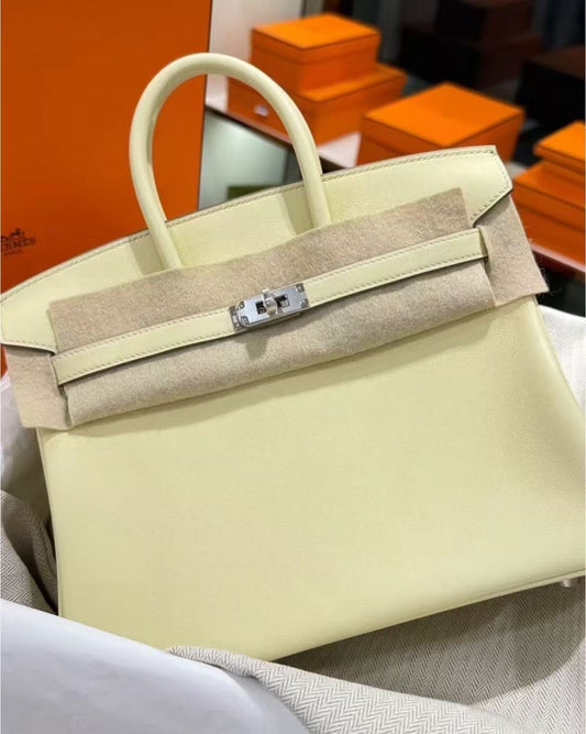 Hermes Birkin 25 Jaune Poussin Swift Palladium hardware