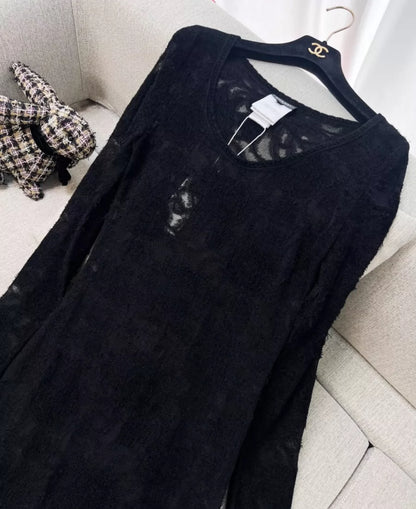 Chanel 24B black lace dress