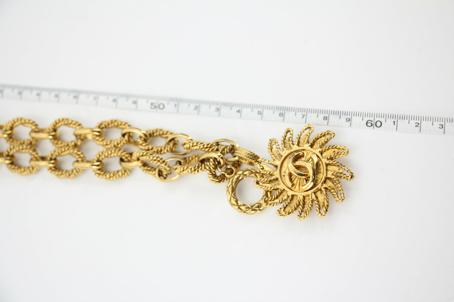 Chanel Vintage 94A Gold-plated Pendant Sun CC Chunky Chain Long Necklace