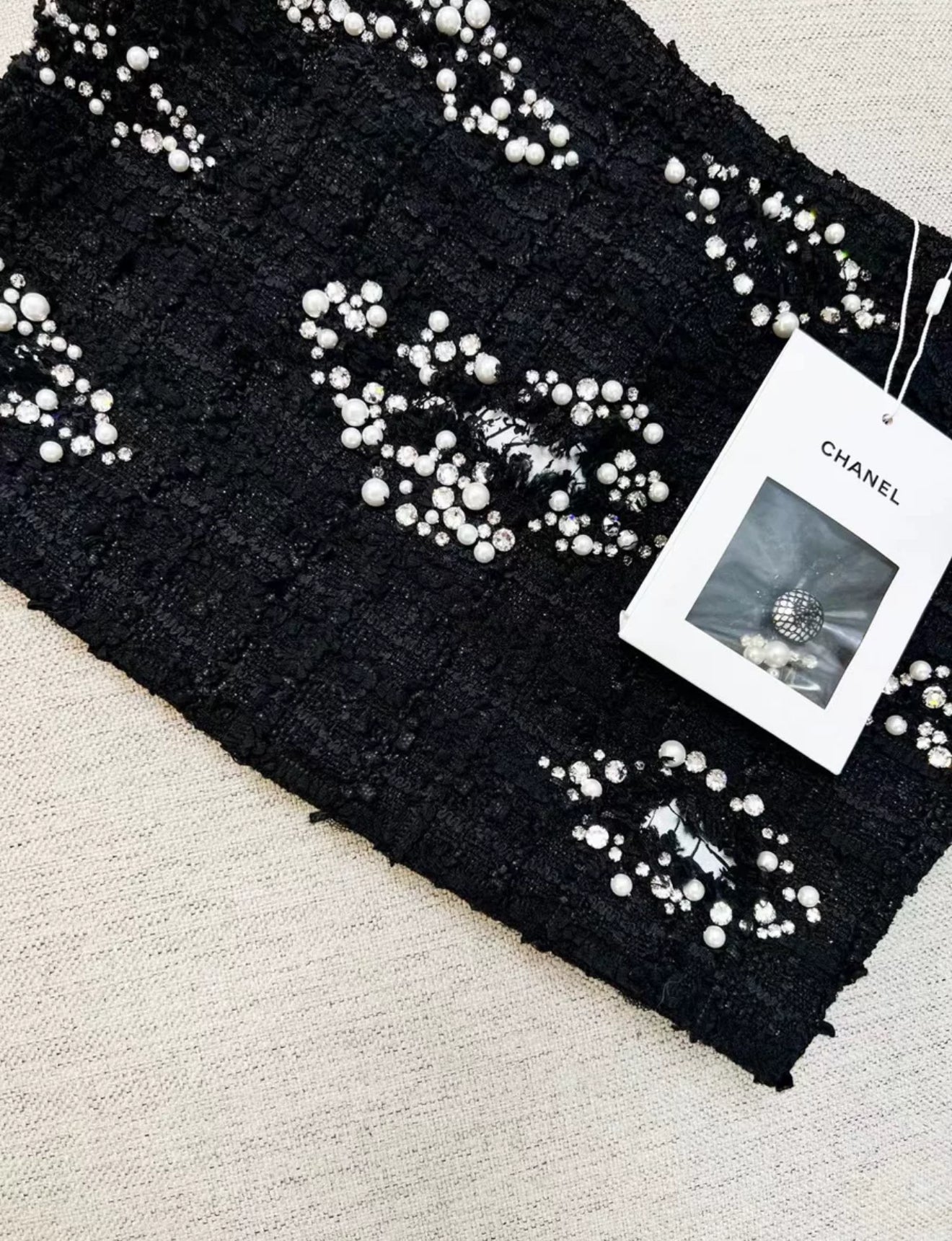 Chanel 22C Black Tweed Crop Top