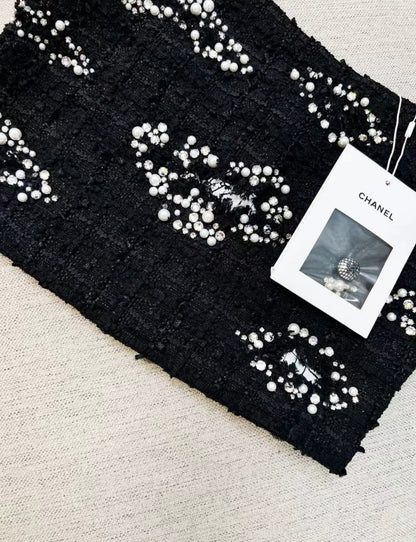 Chanel 22C Black Tweed Crop Top