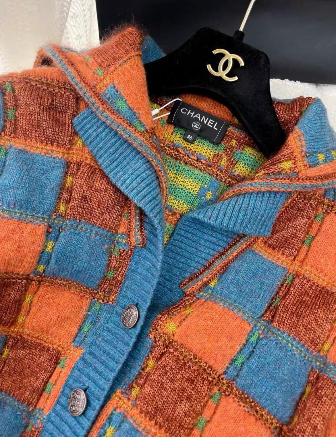 Chanel Paris-Salzburg 2015 Blue, Brown & orange knitted jacket size 36