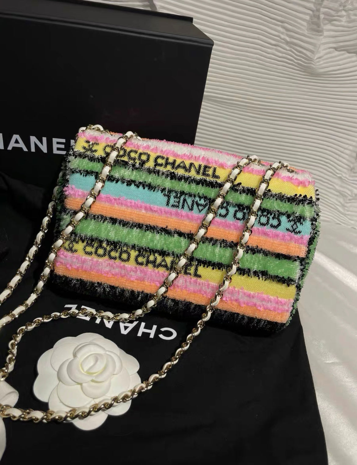 Chanel Rainbow Sequin Mini Rectangular Flap Bag