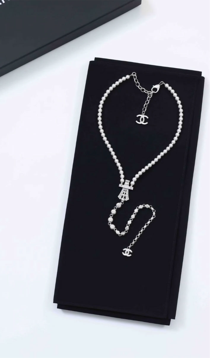 Chanel 23S Pearl Rhinestone Necklace