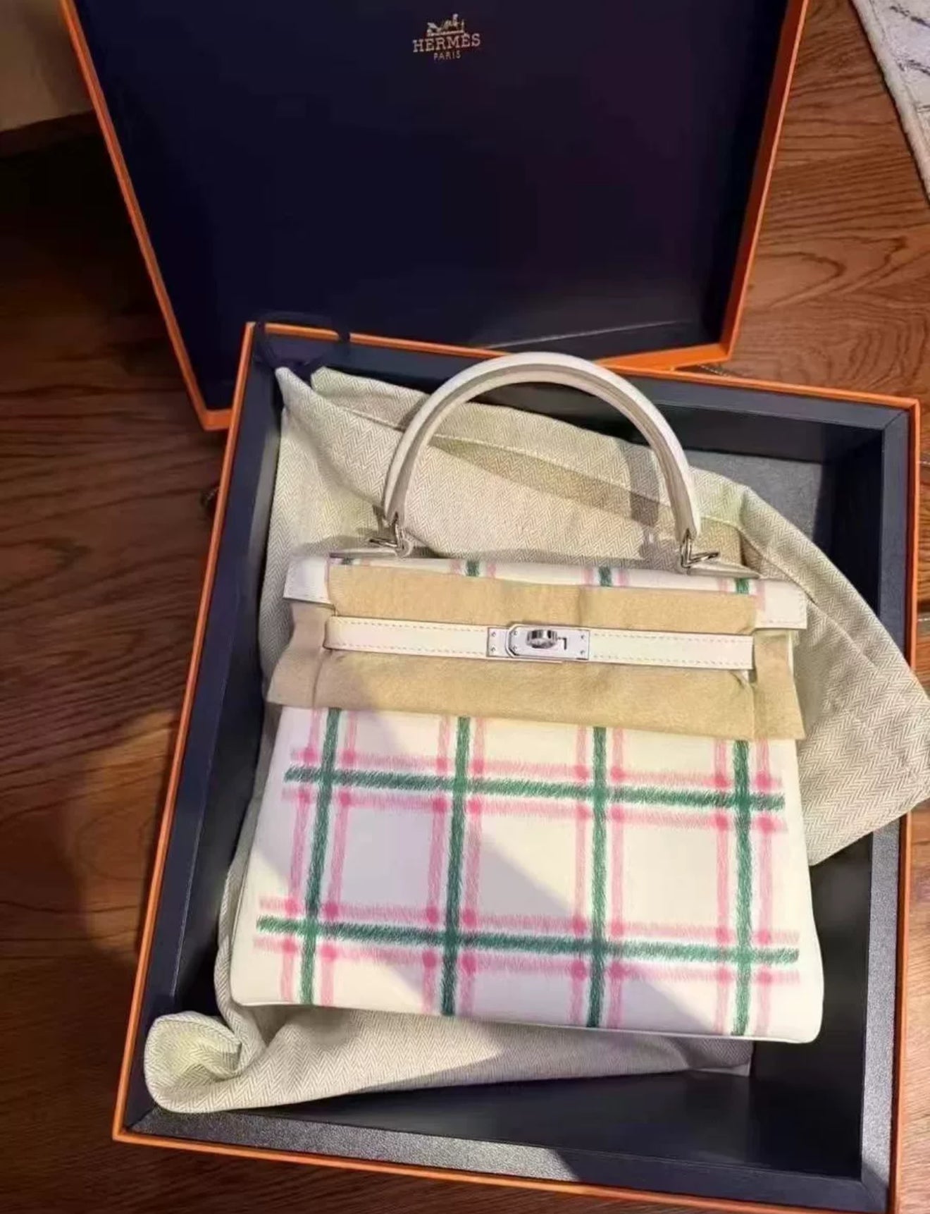 Limited Edition Hermes Kelly 25 Tartan Palladium Hardware