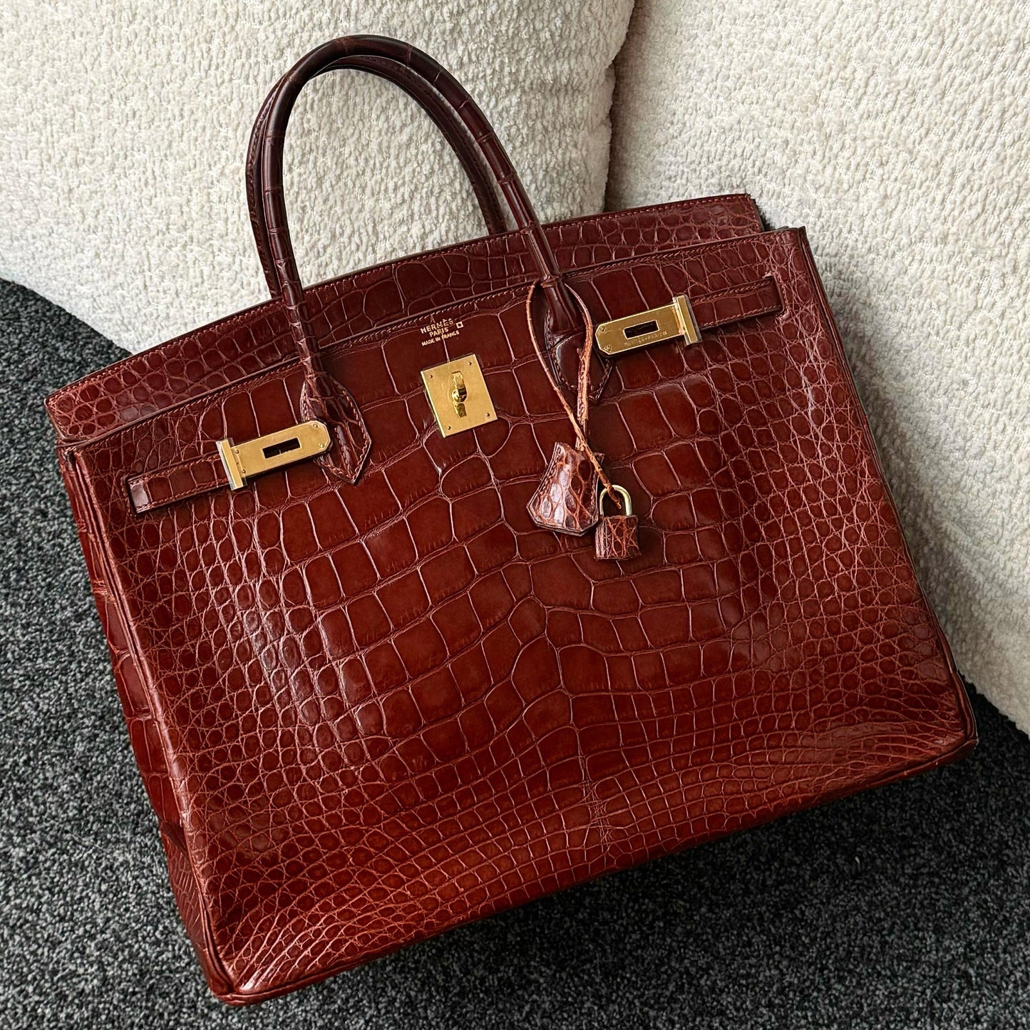 Hermes BIRKIN 40 MIEL Shiny Alligator leather gold hardware