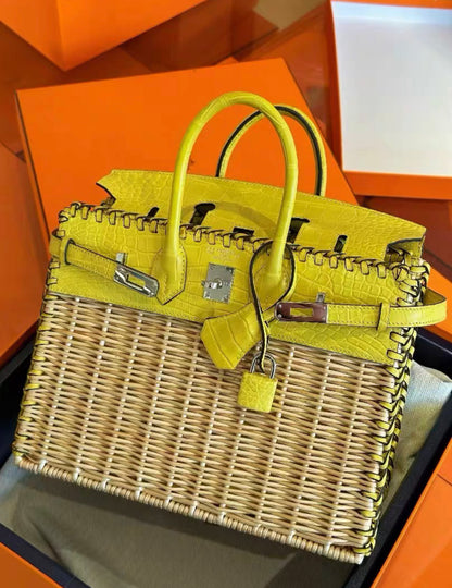 Hermès Birkin 25 Picnic Lime Matte Crocodile Palladium Hardware Horse stamp