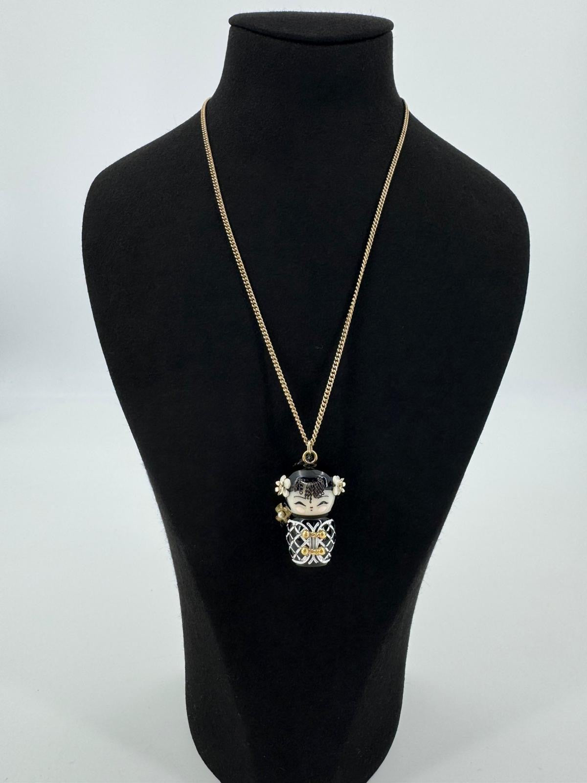 Chanel 10A Double C Acrylic Porcelain shanghai Doll Necklace