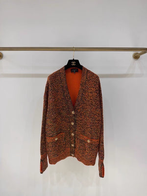 Chanel 24K orange-yellow knit cardigan