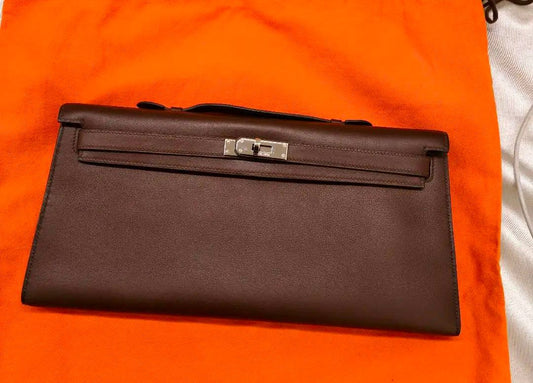 Hermes Kelly longue in Ebene swift palladium harwdare - Rare discontinued