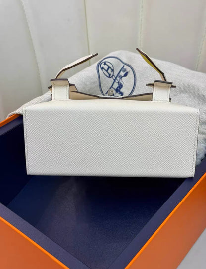 Hermès "Quelle Idolle" Picto Kelly Doll Nata Epsom Palladium Hardware