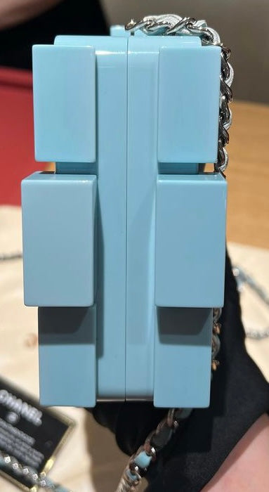 CHANEL Baby Blue Lego Clutch very rare pristine condition