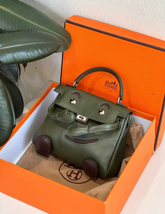 Hermès Kelly Doll Olive Green Swift Leather Palladium Hardware