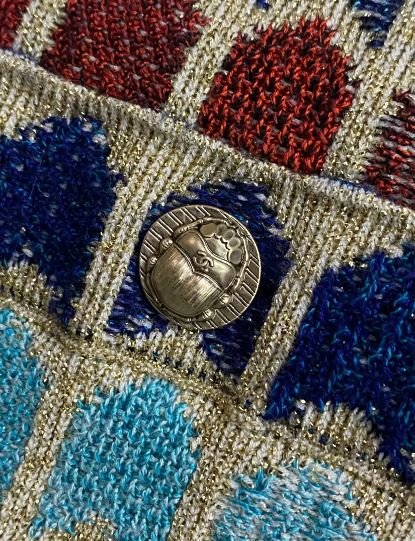 Chanel 19A Turquoise, Red 
Blue Dress