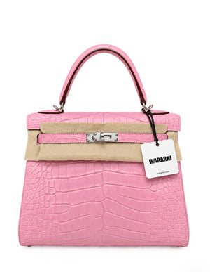 Hermès Kelly 25 5P Pink Bubblegum Alligator leather Palladium hardware