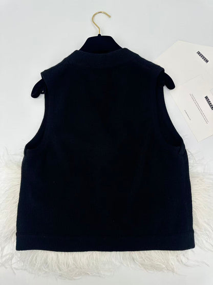 Chanel 23AW Black Cashmere & White Ostrich Feathers Cardigan