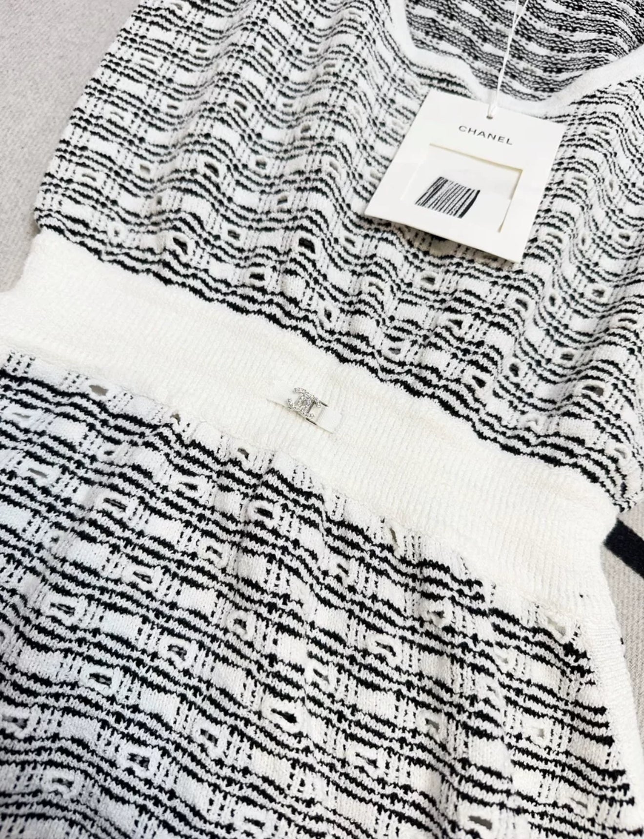 Chanel 25P Black & White Knitted Dress