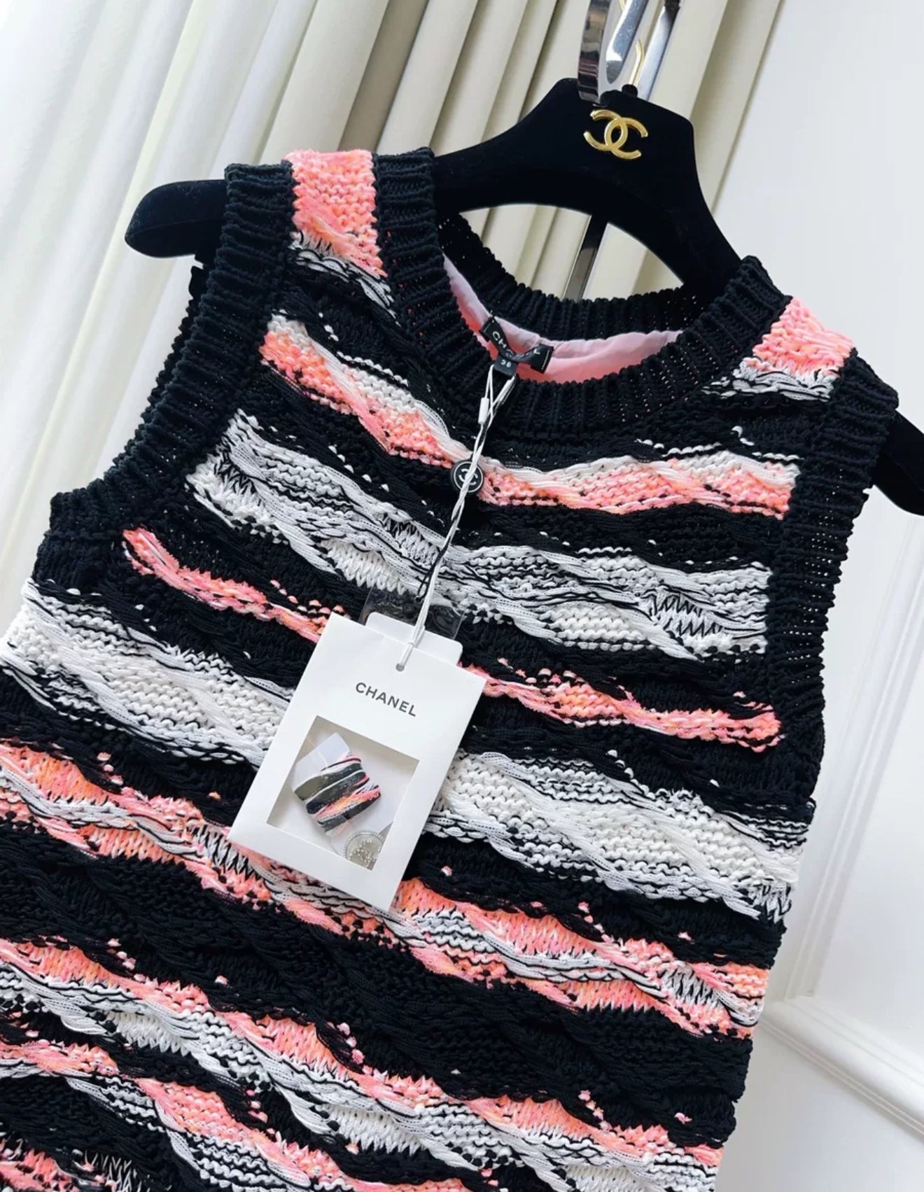 Chanel 20S Black/Pink Knit Dress