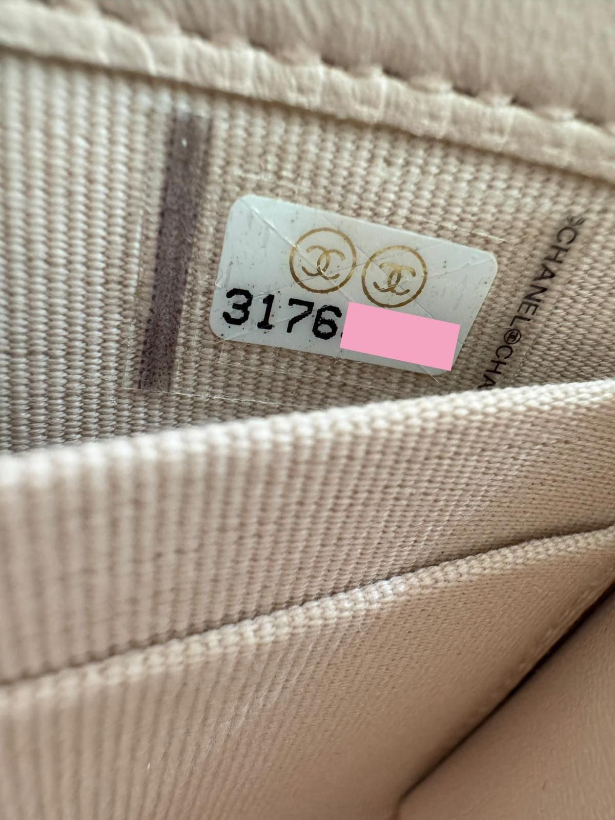 Chanel peach quilted leather coin purse with gold chain strap