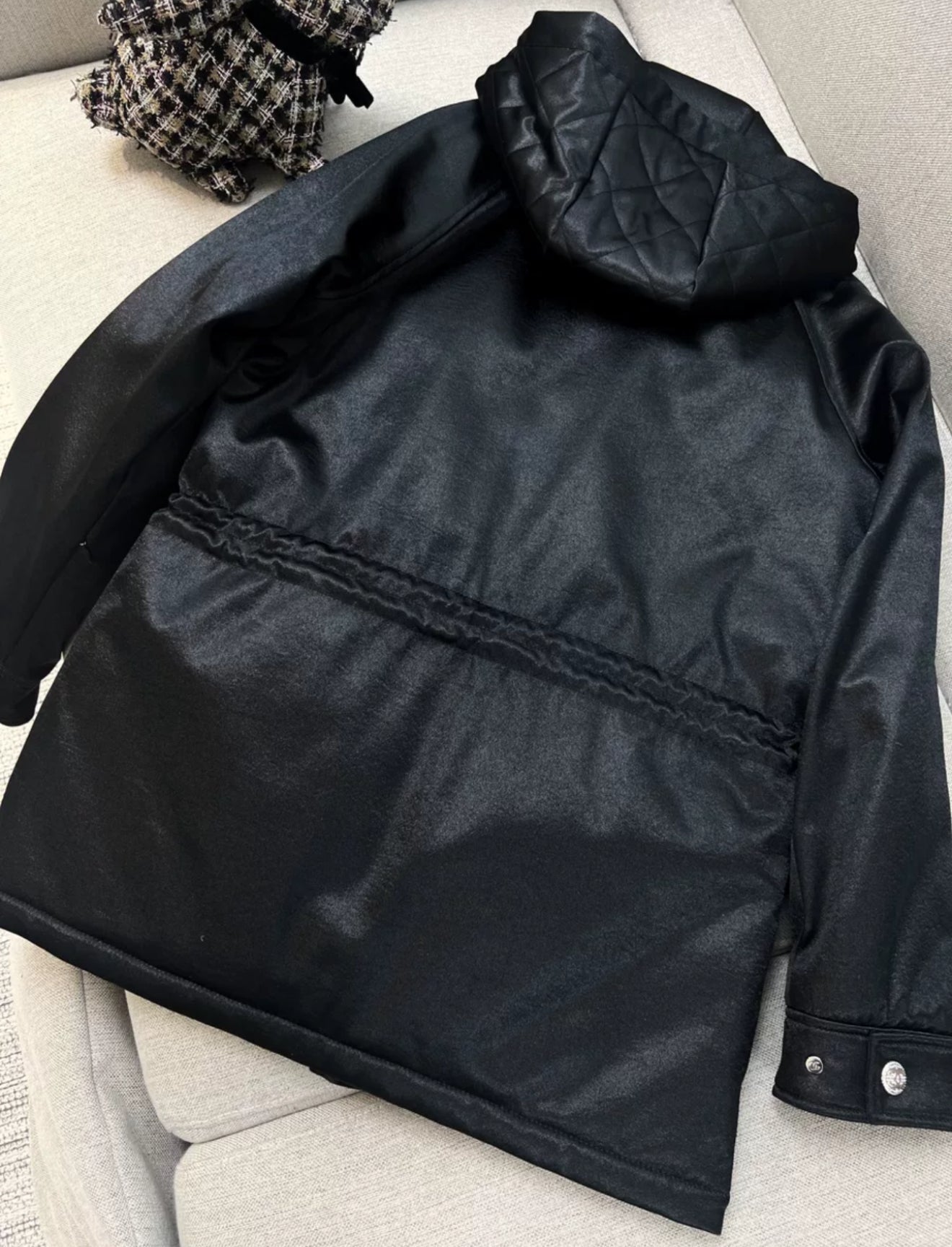 Chanel 23N Ski Series Black satin coat