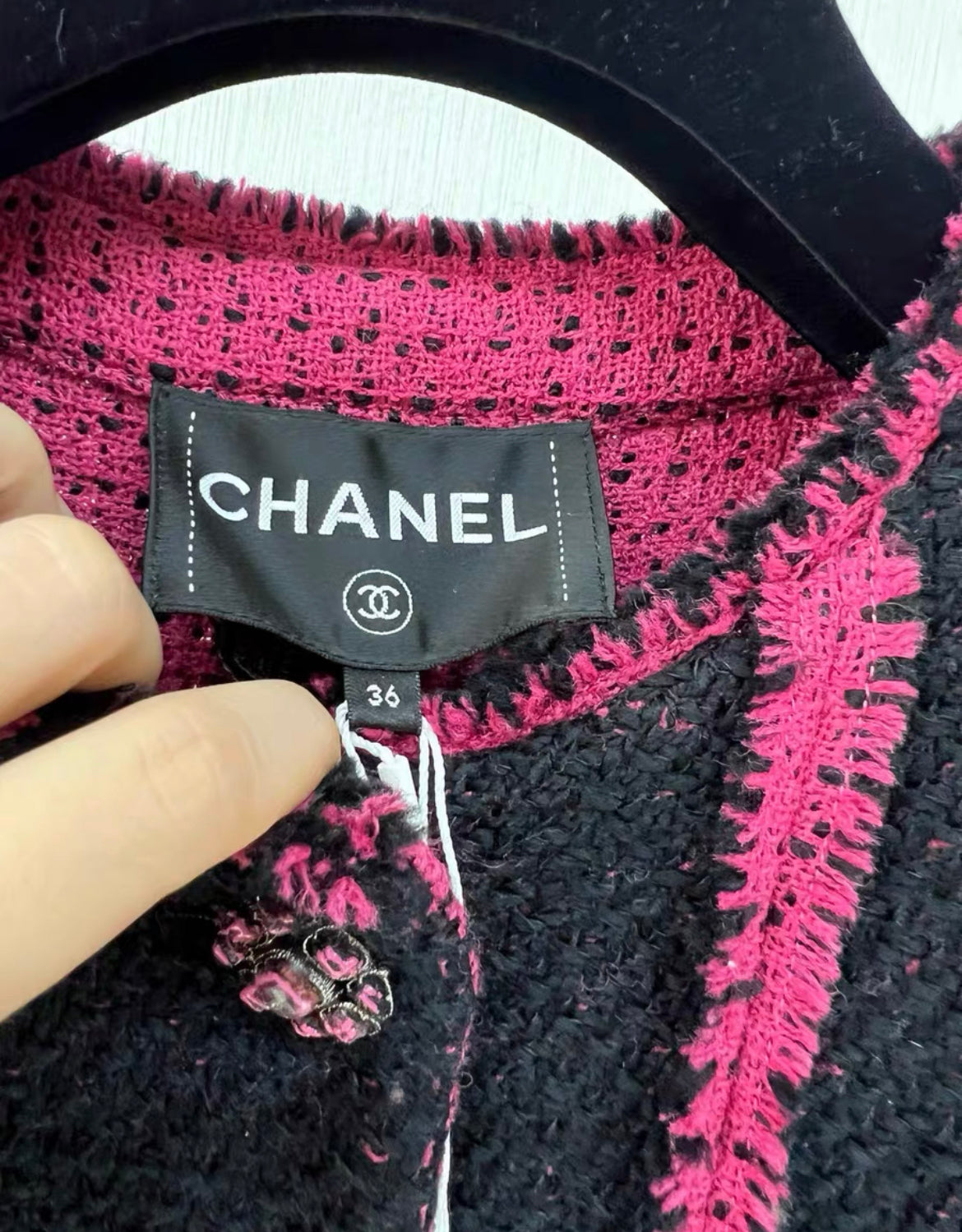 Chanel 2022 black and pink tweed jacket brand new with tags size