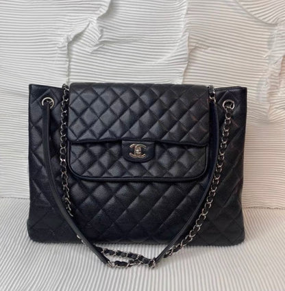 Chanel Paris-Edinburgh Black Caviar Flap Tote Bag