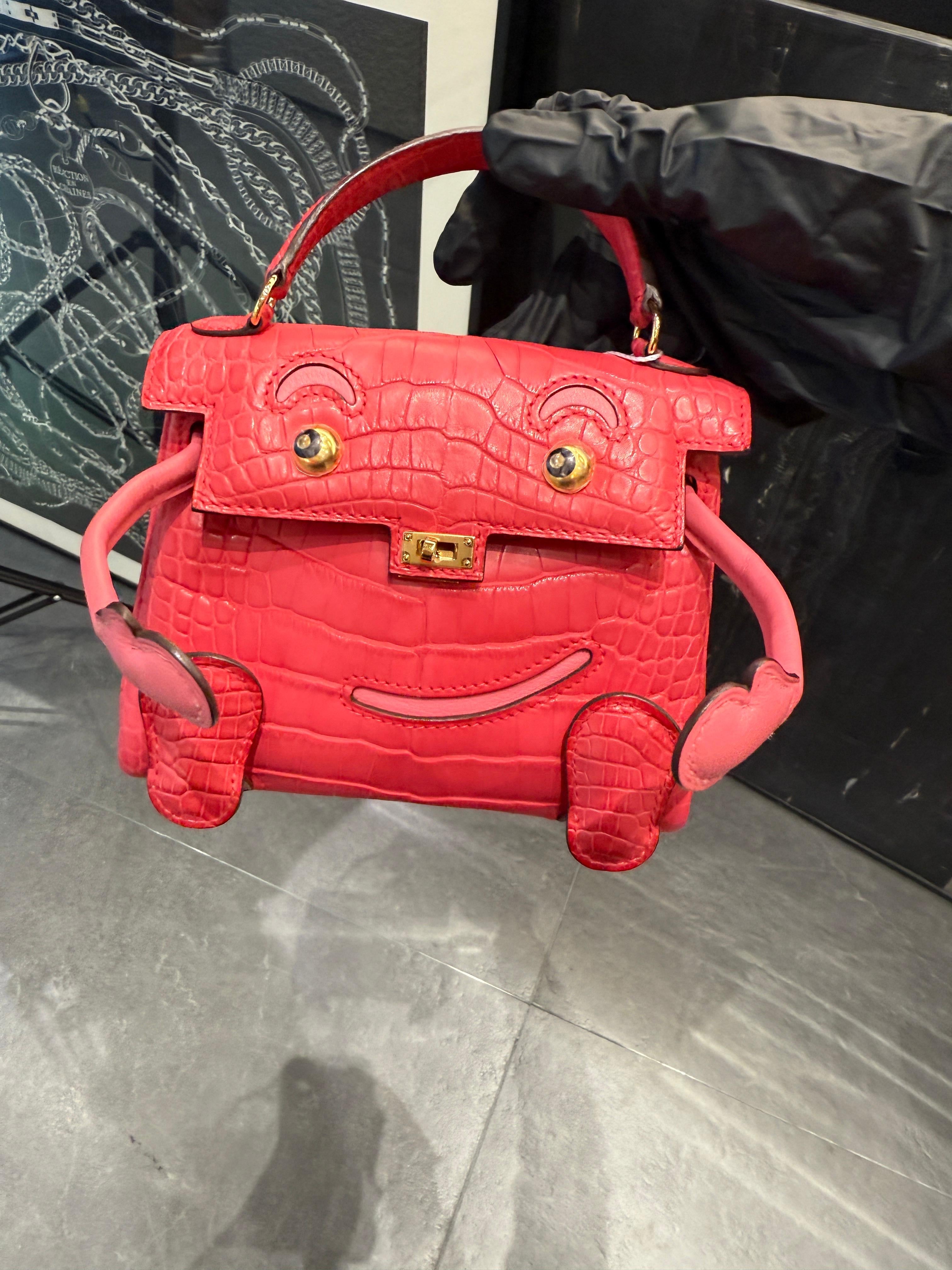 Hermès Kelly Doll Bougainvillier Azalée Matte Alligator Swift Gold