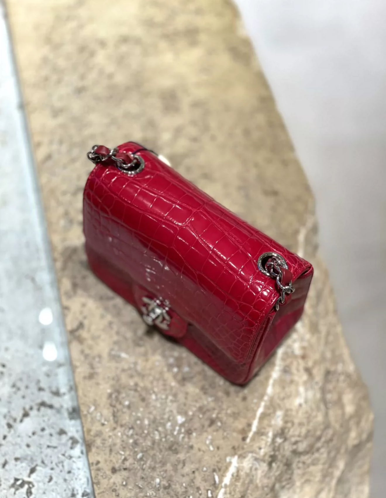 Chanel Red Crocodile mini square bag – Wararni.com
