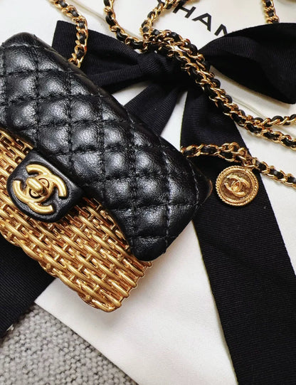 Chanel 23C Gold Metal Woven Chain Bag