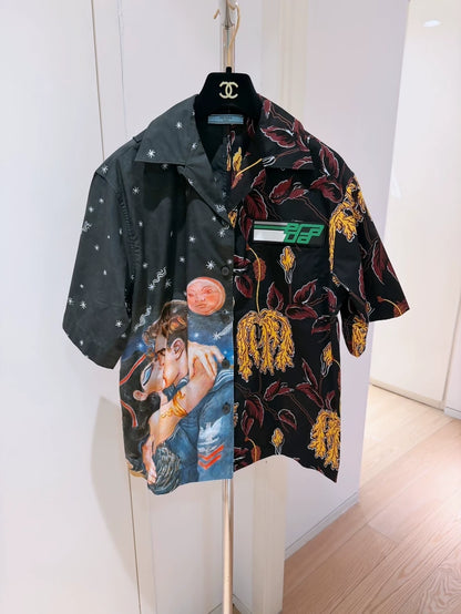 Prada "Impossible Love" two-tone print short-sleeved shirt