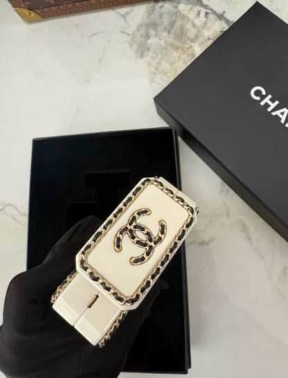 Chanel 22S limited edition White Quilted Leather Perfume Bottle Minaudiere Gold Hardware