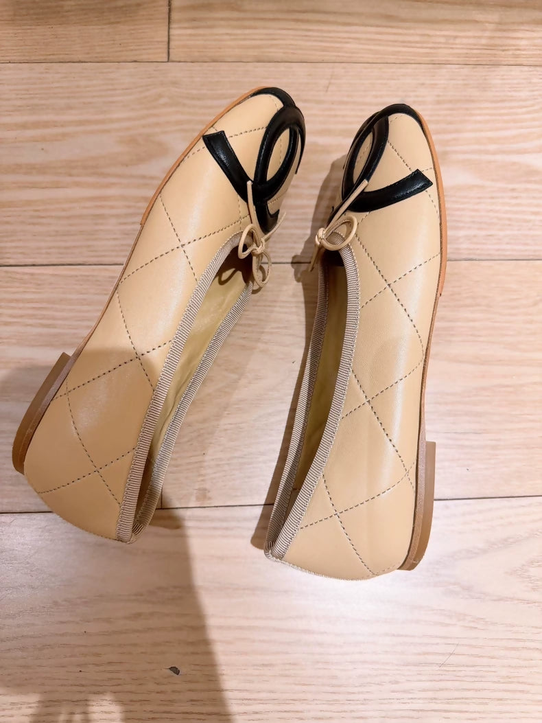 Chanel Beige Cambon Ballet Flats