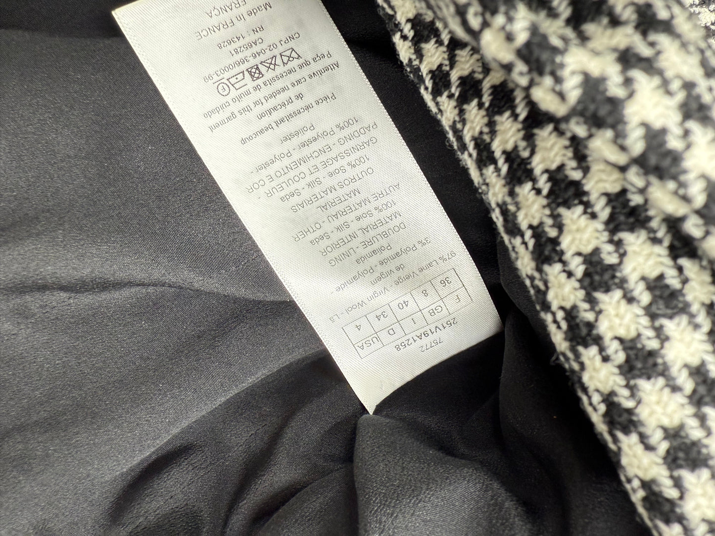 Christian Dior 2022 Houndstooth Wool Jacket — Black & White (FR 36)