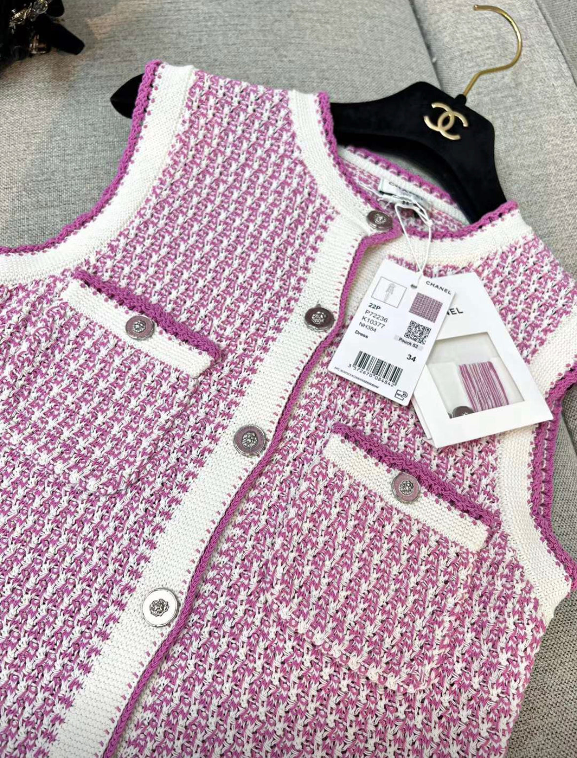Chanel 22p pink cotton knitted dress size 34 Chanel 22p pink cotton knitted dress size 34