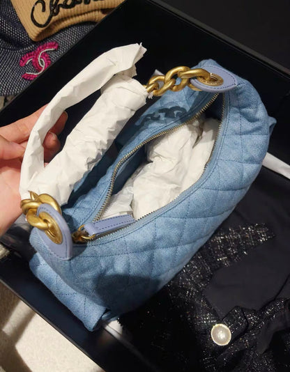 Chanel 25C denim hobo chain bag