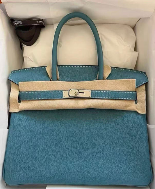 Hermes Birkin 30 Bleu Jean Togo Palladium Hardware