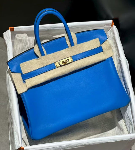 Hermes Birkin 25 Bleu Hydra Swift Gold hardware