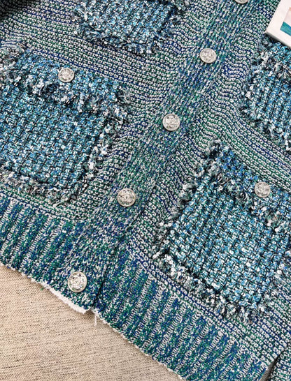 Chanel 23K blue tweed jacket