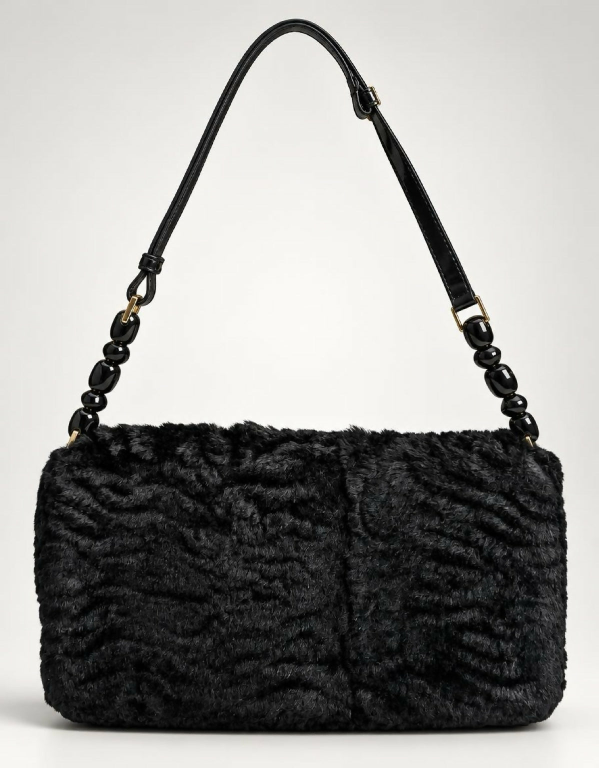 CHRISTIAN DIOR 2000 BLACK GOLD ASTRAKHAN FUR MALICE BAG GHW