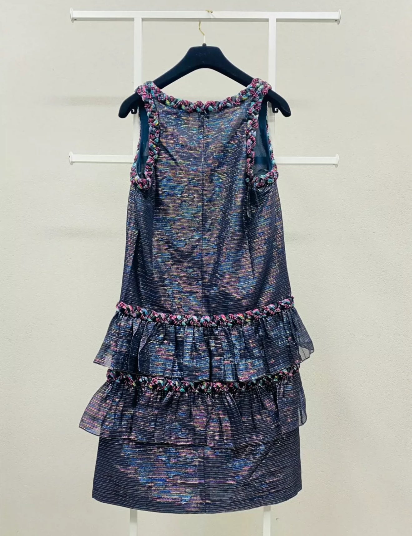 Chanel 21C Black & Multicolour Lame Muslin Dress