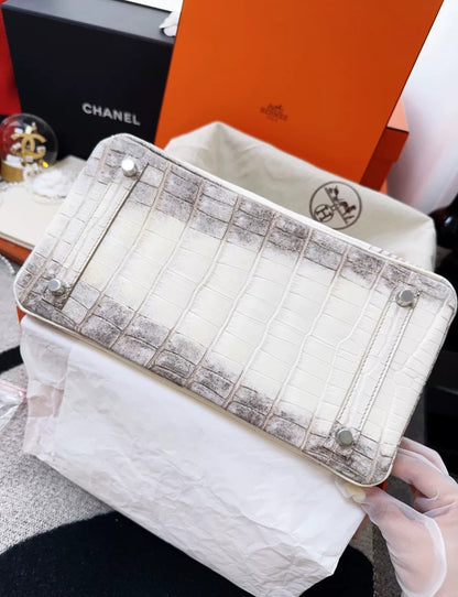 Hermes birkin 30 Himalaya Alligator Leather Palladium Hardware