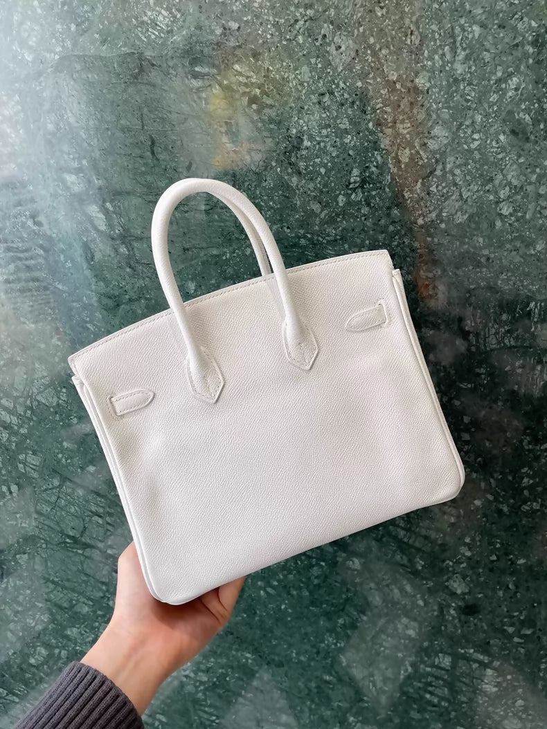Hermes Birkin 25 01 pure white Epsom leather palladium hardware