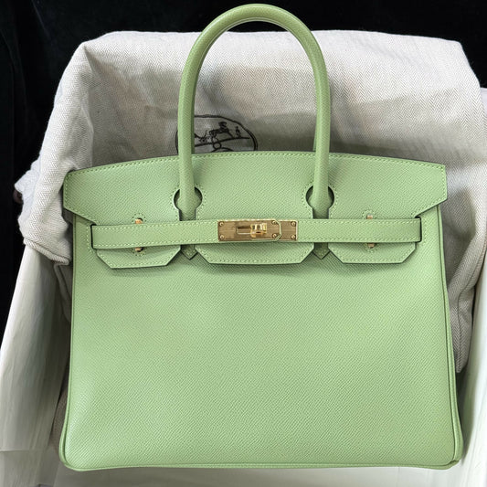 Hermès Birkin 30 Vert Criquet Epsom with Gold Hardware